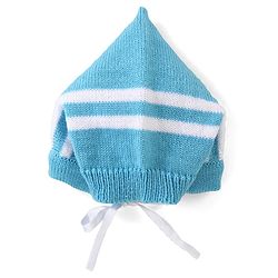 Babyhug Knitted Full Sleeves Striped Sweater Set with Cap & Booties - Blue