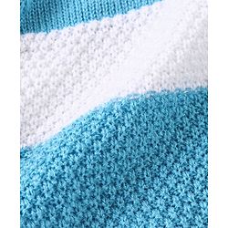 Babyhug Knitted Full Sleeves Striped Sweater Set with Cap & Booties - Blue