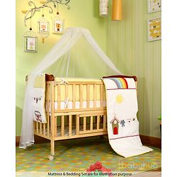 Babyhug Hamilton Wooden Cot with Mosquito Net & Storage Space - Natural Finish| Adjustable Height| Wheels with Lock| Openable Side Rail| Openable Headboard| New Zealand Pinewood