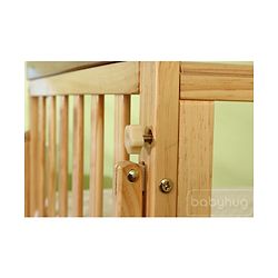 Babyhug Hamilton Wooden Cot with Mosquito Net & Storage Space - Natural Finish| Adjustable Height| Wheels with Lock| Openable Side Rail| Openable Headboard| New Zealand Pinewood