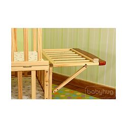 Babyhug Hamilton Wooden Cot with Mosquito Net & Storage Space - Natural Finish| Adjustable Height| Wheels with Lock| Openable Side Rail| Openable Headboard| New Zealand Pinewood