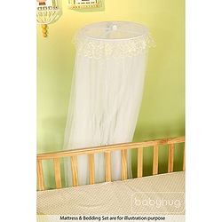 Babyhug Hamilton Wooden Cot with Mosquito Net & Storage Space - Natural Finish| Adjustable Height| Wheels with Lock| Openable Side Rail| Openable Headboard| New Zealand Pinewood
