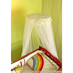 Babyhug Ionia Wooden Cradle with Mosquito Net - Cherry| Swing Lock| Wheels with Lock| Balanced Swing| Easy to Assemble