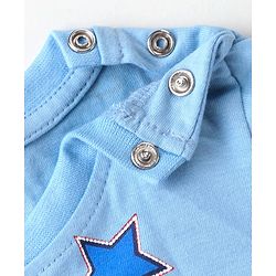 Babyhug Disney Single Jersey Knit Full Sleeves Night Suit with Mickey Mouse Graphics - Light Blue