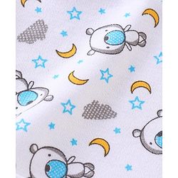 Babyhug 100% Cotton Cap Mittens & Booties Set Teddy Print - White