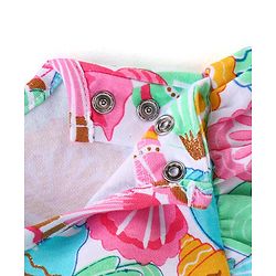 Babyhug 100% Cotton Frill Sleeves Onesie with Headband Sea Shells Print - Multicolour
