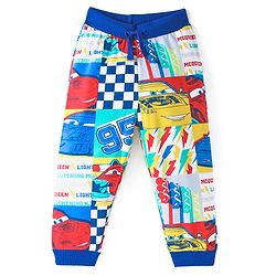 Babyhug Disney Cotton Knit Full Length Lounge Pant Car Print - Blue