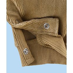 Babyhug Single Jersey Knit Dungaree With Full Sleeves T-Shirt Paw Print & Applique - White & Beige