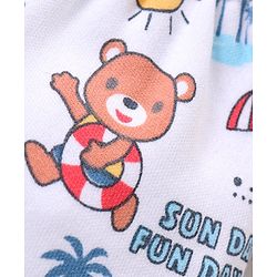 Babyhug 100% Cotton Mittens & Booties Beach Print - White