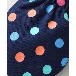 Babyhug 100% Cotton Mittens & Booties Polka Dots Print - Navy Blue