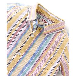 Babyhug Cotton Woven Half Sleeves Striped Shirt & Denim Shorts Set - Multicolor