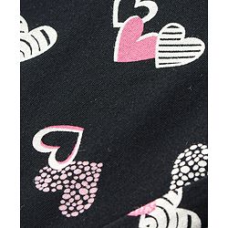 Babyhug Cotton Lycra Knit Full Length Leggings with Heart Print - Black
