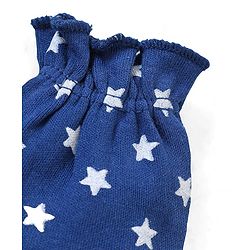 Babyhug 100% Cotton Mittens & Booties Set Star Print - Navy Blue