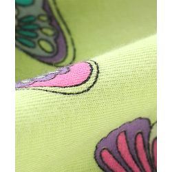 Babyhug Cotton Knit Sleeveless Kaftan Style Top & Capri Set With Butterfly Print - Pink & Lime