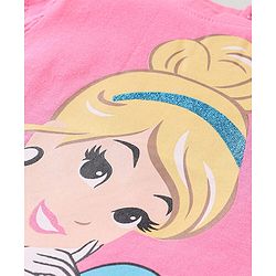 Babyhug Disney Cotton Frill Sleeves Top With Disney Princess Graphics - Pink
