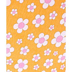 Babyhug Cotton Knit Single Jersey Frill Sleeves Nighty With Floral Print - Orange