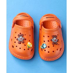 Cute Walk by Babyhug Slip On Clogs Teddy Bear Applique - Orange