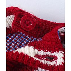 Babyhug Knitted Full Sleeves Sweater Set with Design - Red