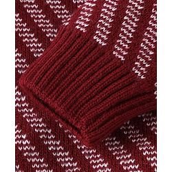Babyhug Knitted Full Sleeves Pullovers Striped Sweater -Red
