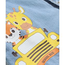 Babyhug Cotton Woven Half Sleeves Denim Shirt With Mandarin Collar Animal Print - Blue