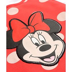 Babyhug Disney Single Jersey Knit Half Sleeves Top With Frocks Minnie Mouse Graphics and Frill Detailing- Red & White