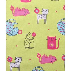 Babyhug Interlock Knit Towel With Hood Kitten Print L 76.2 x B 76.2 cm - Yellow