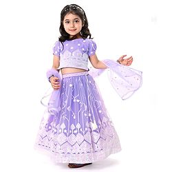 Babyhug Sleeveless Choli Lehenga With Dupatta Embroidered - Blue main image 0