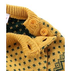 Babyhug Knit Full Sleeves Sweater Set with Aztec Design - Yellow