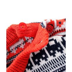 Babyhug Knitted Full Sleeves Pullover Sweater Set with Cars Design - Red
