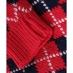 Babyhug Knit Full Sleeves Pullover Sweater & Pant Set Argyle Design - Red