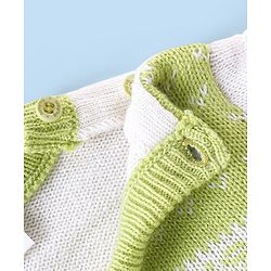 Babyhug Knitted Full Sleeves Sweater Set with Floral Design - Lime Green