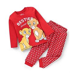 Babyhug Disney Cotton Knit Full Sleeves Night Suit Lion King Print - Red