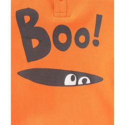 Babyhug 100% Cotton Knit Full Sleeves Sweatshirt with Hood & Halloween Graphics - Orange