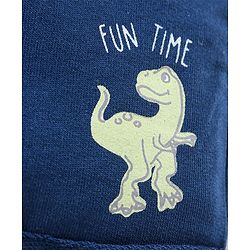 Babyhug Cotton Knit Half Sleeves Polo T-Shirt & Shorts Set With Dinosuars Print - Light Blue & Navy