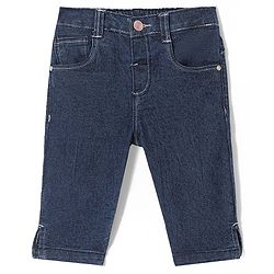 Babyhug Cotton Spandex Capri Length Stretchable Solid Jeans - Dark Blue