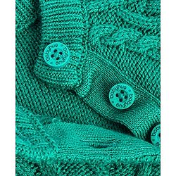 Babyhug Knit Full Raglan Sleeves Cable Knit Woolen Dress - Green