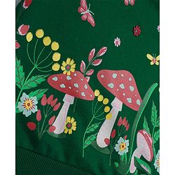 Babyhug Cotton Knit Full Sleeves Sweatshirt With Butterfly Print & Frills Detailing - Green