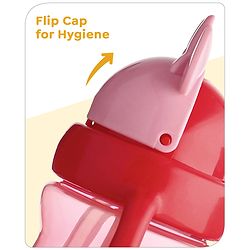 Babyhug Disney Flip Top Open Sipper with Mickey Mouse Print & Twin Handle Red- 180 ml