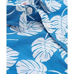 Babyhug 100% Cotton Woven Half Sleeve Regular Collar Shirt with Leafy Print - Blue
