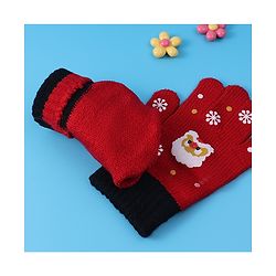 Babyhug Woollen Gloves with Owl Print - Red
