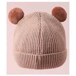 Babyhug Woollen Cap with Knot & Applique - Beige