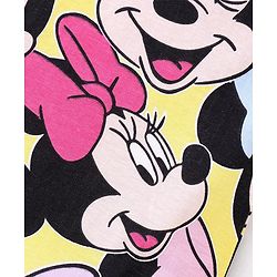 Babyhug Disney Cotton Knit Flutter Sleeves Top & Shorts Set With Minnie Mouse Graphics - Multicolor