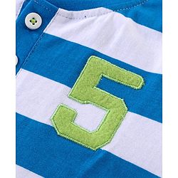 Babyhug Cotton Knit Half Sleeves Striped Henley T-Shirt & Woven Shorts Set - Blue & Beige