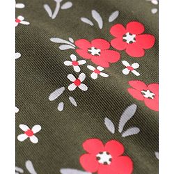 Babyhug Single Jersey Knit Half Sleeves Frock with Floral Print & Bow Applique - Green