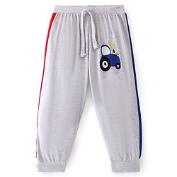 Babyhug Cotton Knit Full Length Lounge Pant with Vehicle Print - Grey