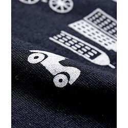 Babyhug Cotton Knit Full Length Lounge Pant Vehicle Print - Navy Blue