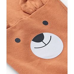 Babyhug Cotton Knit Full Length Lounge Pant with Teddy Print & Applique- Rust