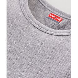 Babyhug Pull Over Full Sleeves Solid Color Thermal Vest - Light Grey