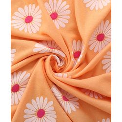 Babyhug Double Ply Terry Floral Print Hooded Towel L 76 x B 76 cm - Peach