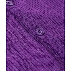 Babyhug Full Sleeves Front Open Thermal Vest & Pant Set Solid Colour - Purple